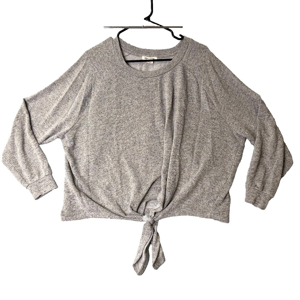 Billabong Womens Gray Heather Tie Front Pullover Knit Top Size Medium RN99064